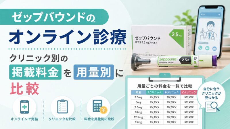 ゼップバウンドのオンライン診療｜クリニック別の掲載料金を用量別に比較